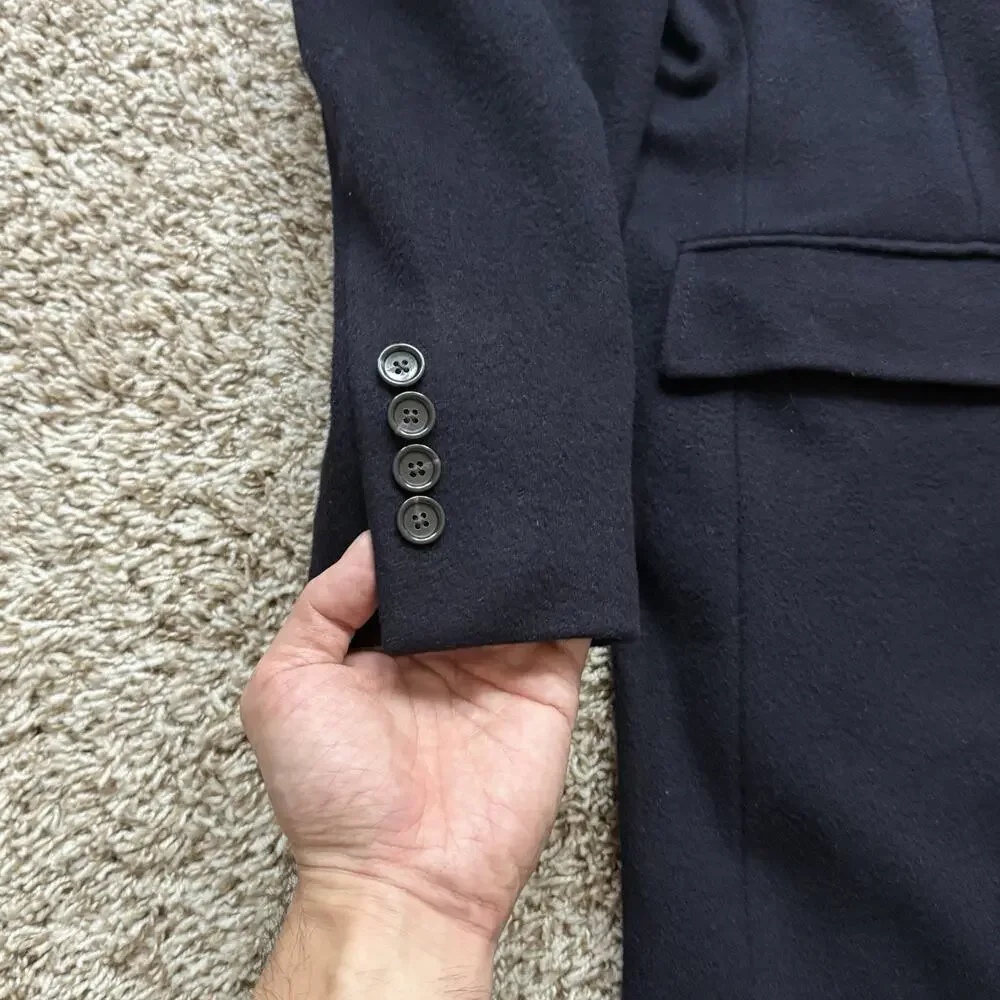 J. Crew Crosby Wool Cashmere Dark Navy Blue Trench Coat Jacket Men’s Size 46R